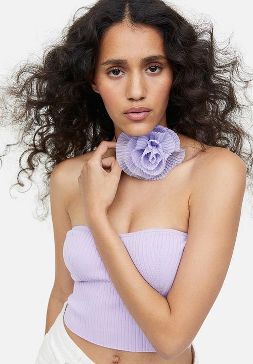 H&M - Rib-knit bandeau top - light purple