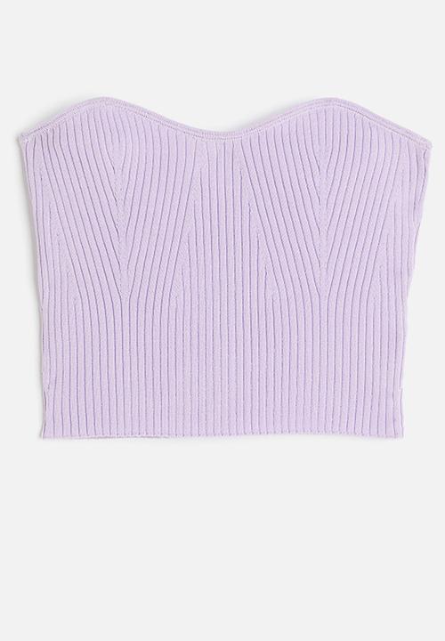 H&M - Rib-knit bandeau top - light purple