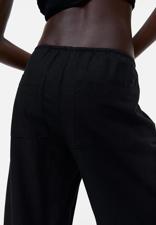 H&M - Linen-blend trousers - black