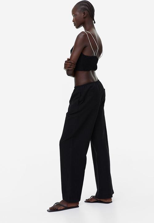 H&M - Linen-blend trousers - black