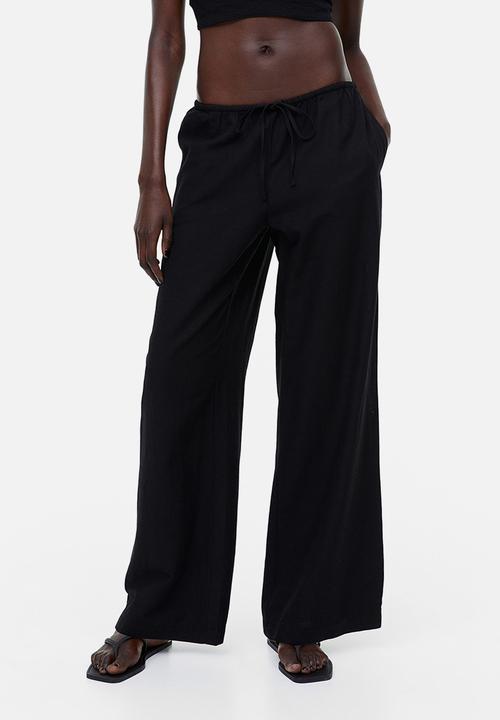 H&M - Linen-blend trousers - black