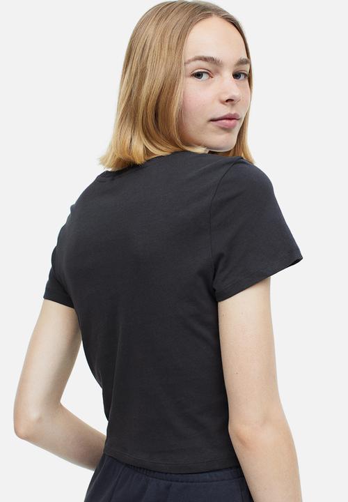 H&M - Printed cropped top - black surfer