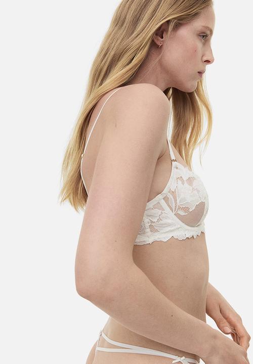 H&M - Non-padded underwired lace bra  - white