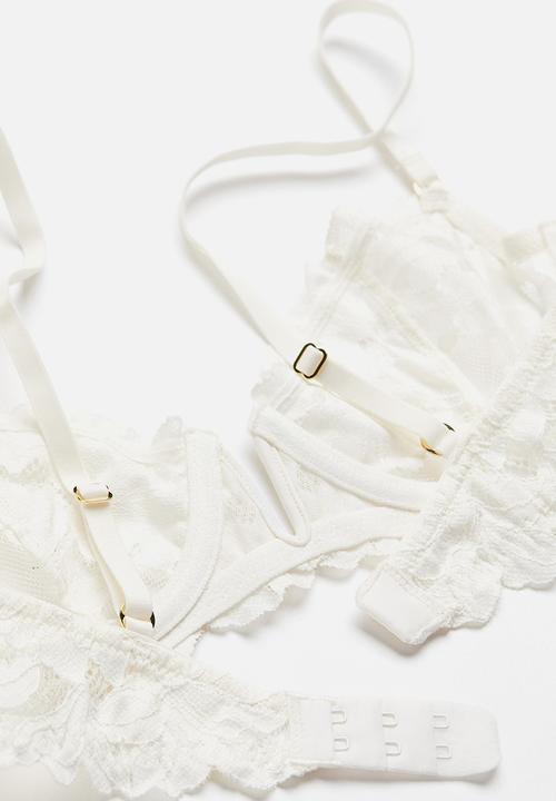 H&M - Non-padded underwired lace bra  - white