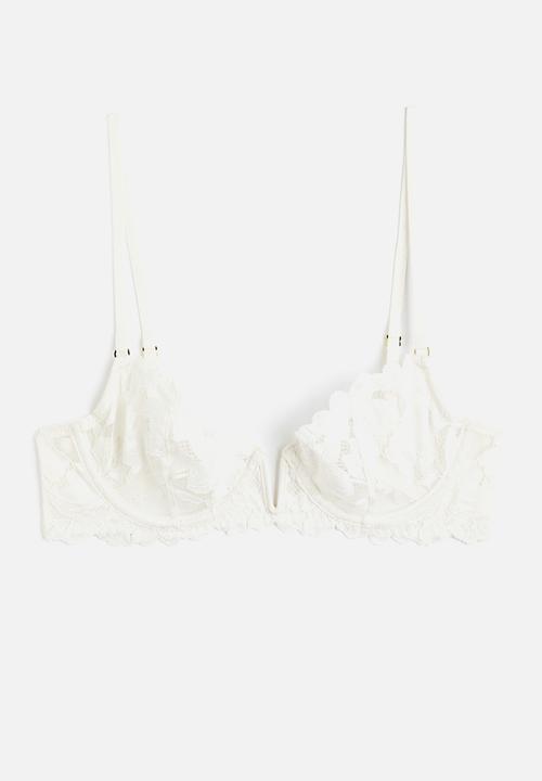 H&M - Non-padded underwired lace bra  - white