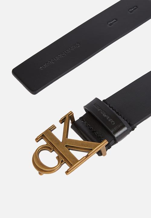 Calvin Klein - Mono outline leather belt 35mm - black 