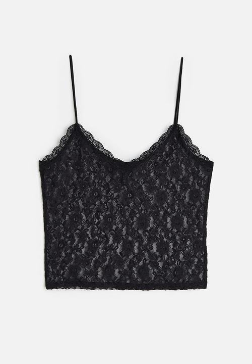 H&M - Sheer lace strappy top - black