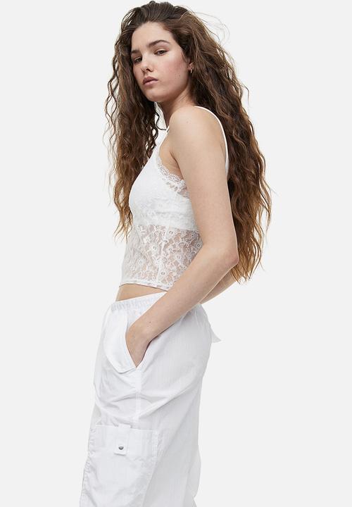 H&M - Sheer lace strappy top - white