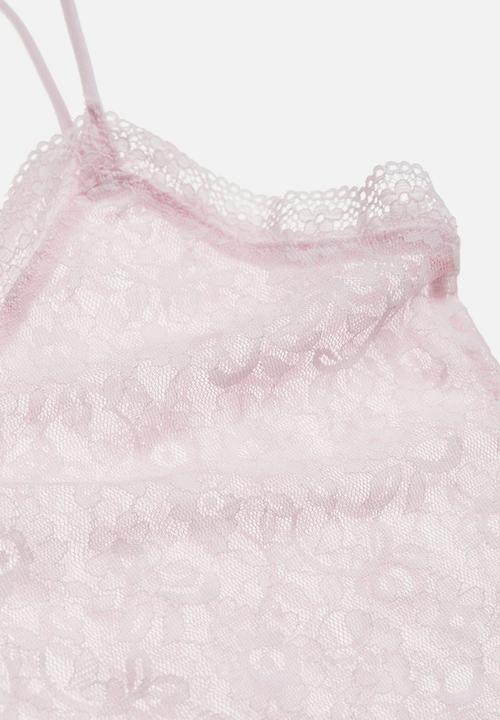 H&M - Sheer lace strappy top - pink