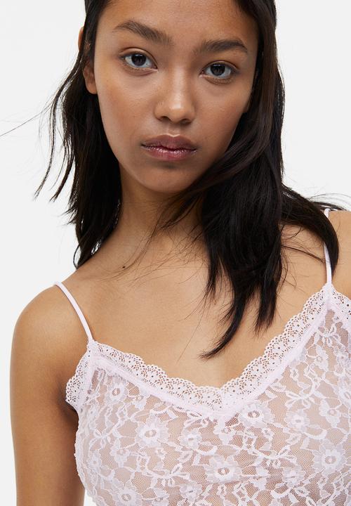 H&M - Sheer lace strappy top - pink