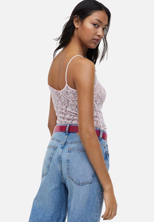 H&M - Sheer lace strappy top - pink