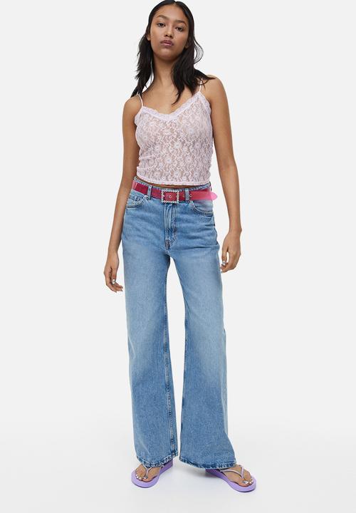 H&M - Sheer lace strappy top - pink