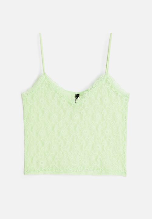 H&M - Sheer lace strappy top - green