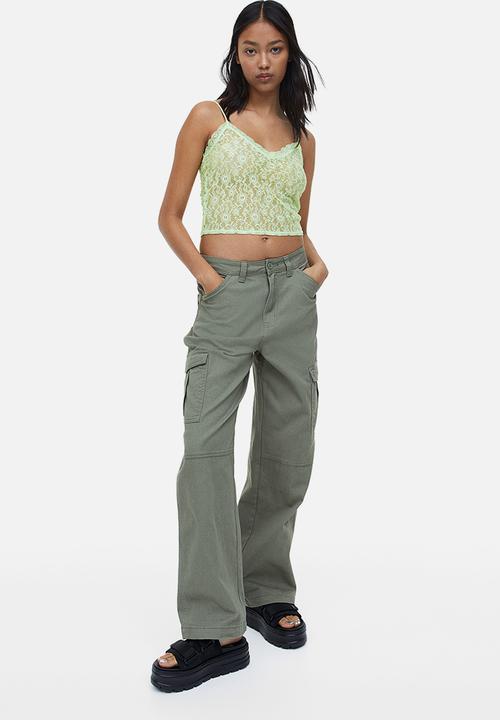 H&M - Sheer lace strappy top - green