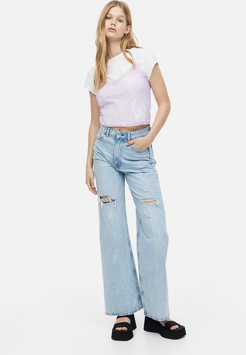 H&M - Sheer lace strappy top - purple