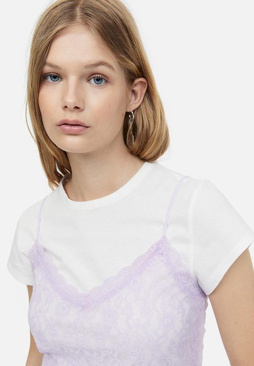 H&M - Sheer lace strappy top - purple