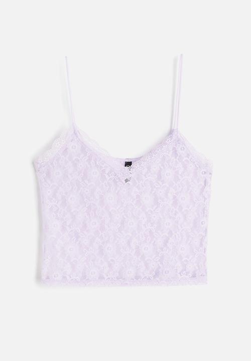 H&M - Sheer lace strappy top - purple