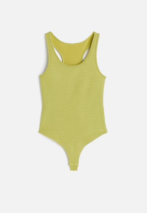 H&M - Ribbed thong body - green