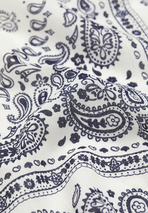 H&M - Cotton scarf - white & blue 