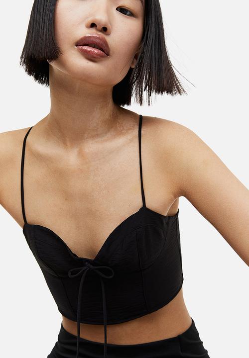 H&M - Cropped bustier top - black