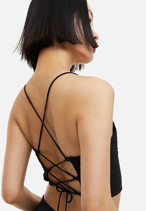 H&M - Cropped bustier top - black