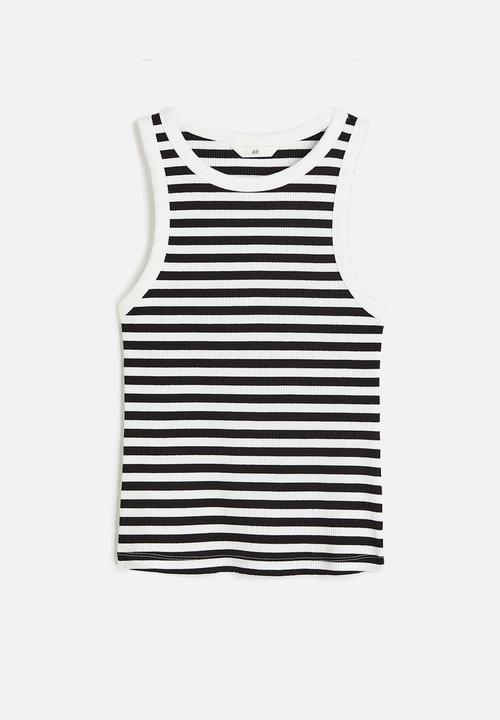 H&M - Ribbed vest top - white & black 