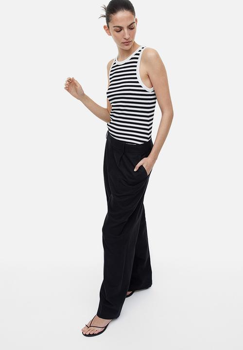 H&M - Ribbed vest top - white & black 
