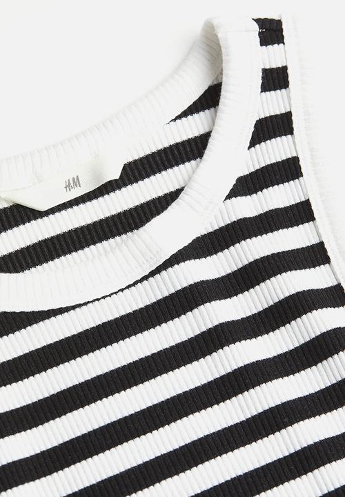 H&M - Ribbed vest top - white & black 