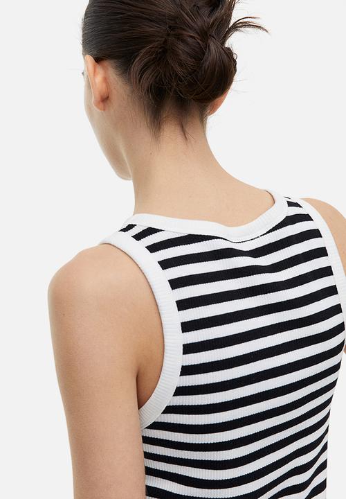 H&M - Ribbed vest top - white & black 