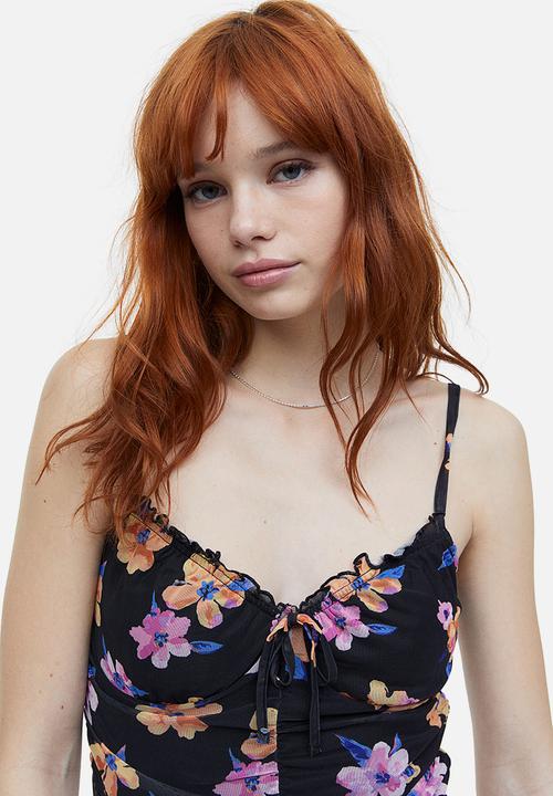 H&M - Draped dress - black floral 