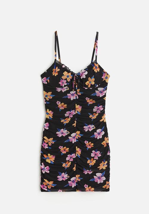H&M - Draped dress - black floral 