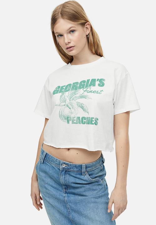 H&M - Cropped printed t-shirt - white