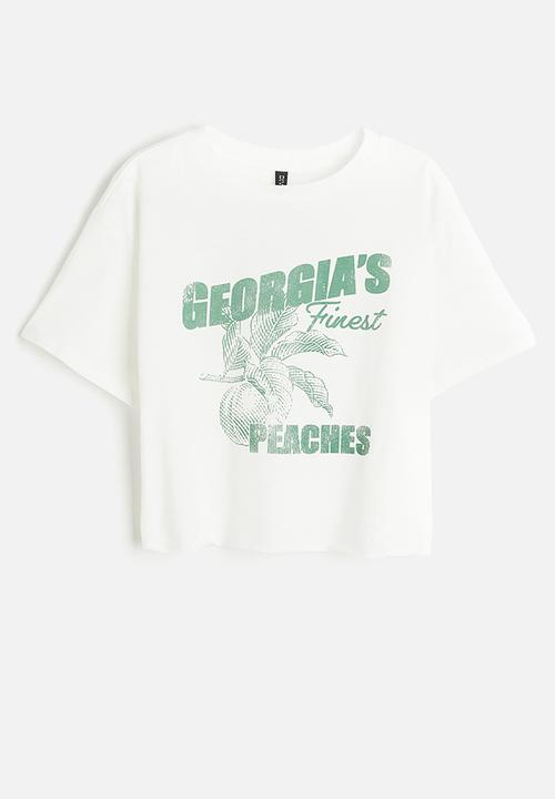 H&M - Cropped printed t-shirt - white