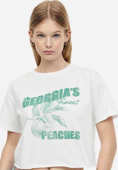 H&M - Cropped printed t-shirt - white