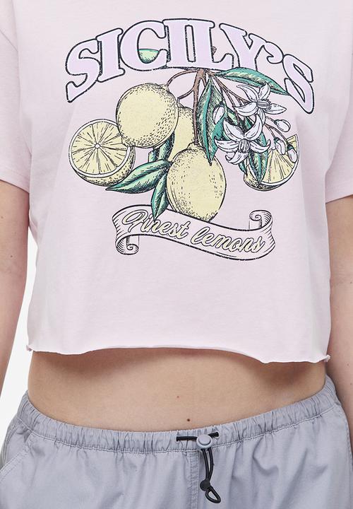 H&M - Cropped printed t-shirt - pink