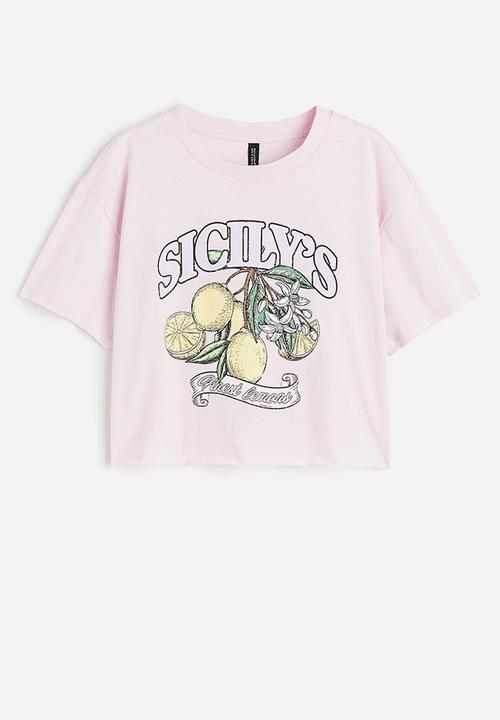 H&M - Cropped printed t-shirt - pink