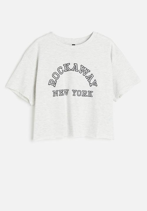 H&M - Cropped printed t-shirt - grey