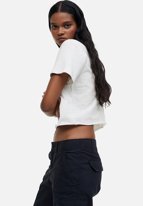 H&M - Cropped printed t-shirt - grey