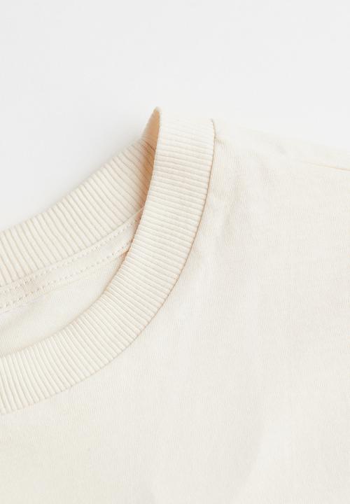 H&M - Cropped printed t-shirt - cream 