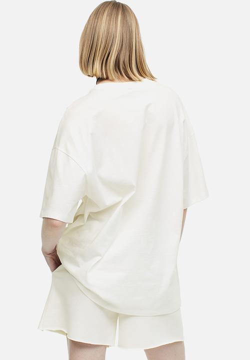 H&M - Oversized printed T-shirt - white surfin' waves 