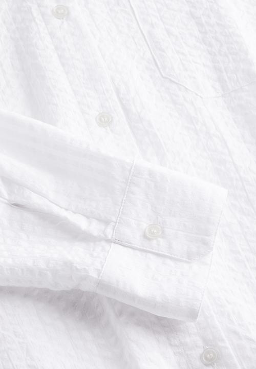 H&M - Oversized seersucker shirt - white