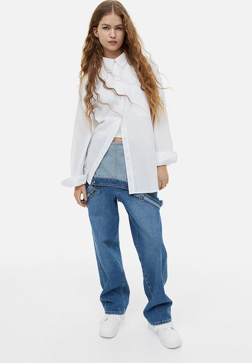 H&M - Oversized seersucker shirt - white