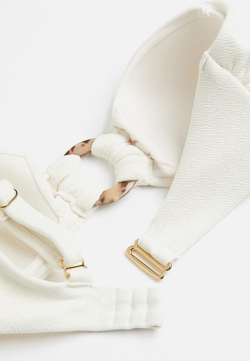 H&M - Padded one-shoulder bikini top - white