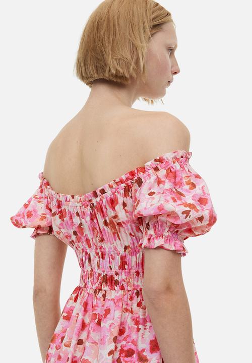 H&M - Off-the-shoulder dress - light pink floral 