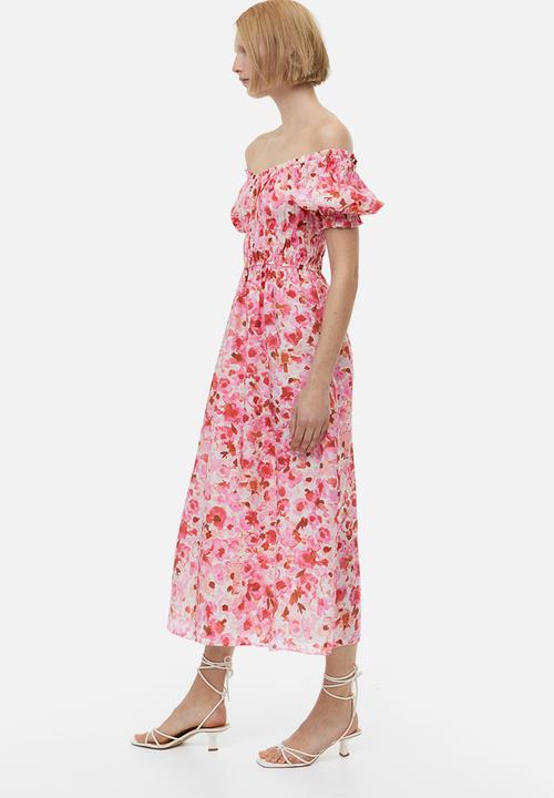 H&M - Off-the-shoulder dress - light pink floral 