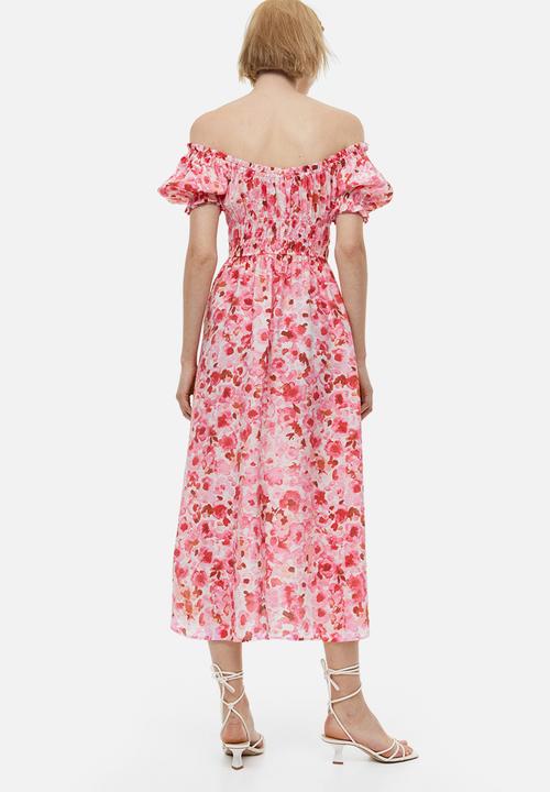 H&M - Off-the-shoulder dress - light pink floral 