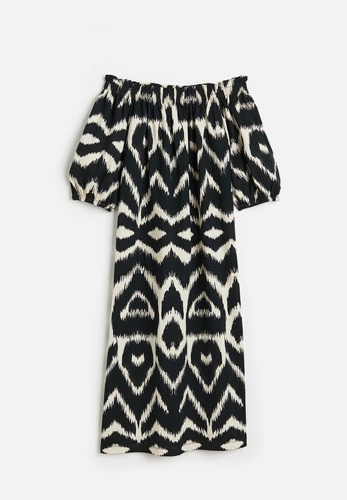 H&M - Off-the-shoulder dress - black patterned