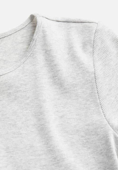 H&M - Ribbed T-shirt - light grey marl