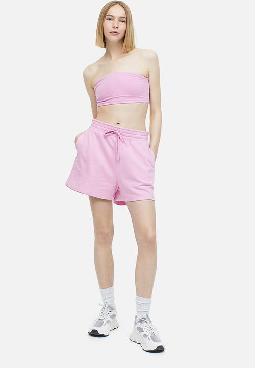H&M - Paper bag sweatshirt shorts - light pink