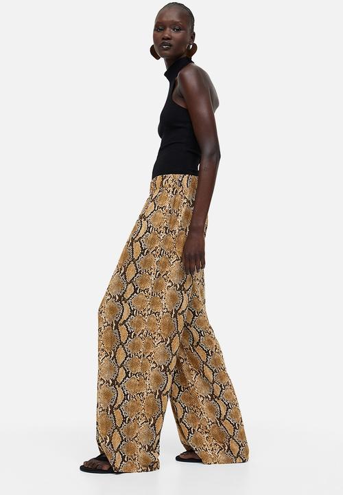 H&M - Pull-on jersey trousers - brown snakeskin patterned